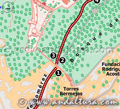 Cómo llegar a la Alhambra a pie por la Cuesta Gomérez y el Paseo de la izquierda